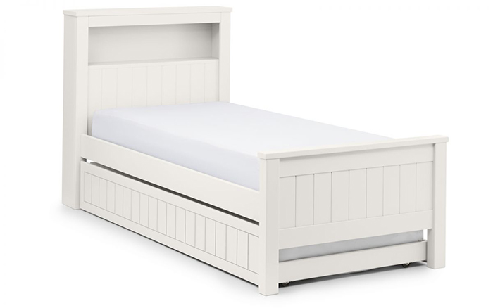 Maine Single Bookcase Bed Surf White